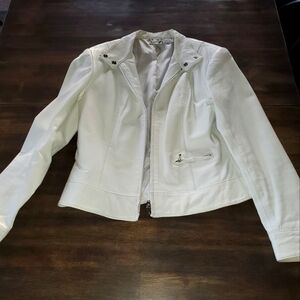 Newport News White Leather Jacket size 6